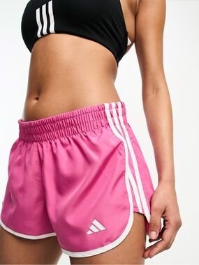 Adidas Running Shorts With Liner, Pink, Size S